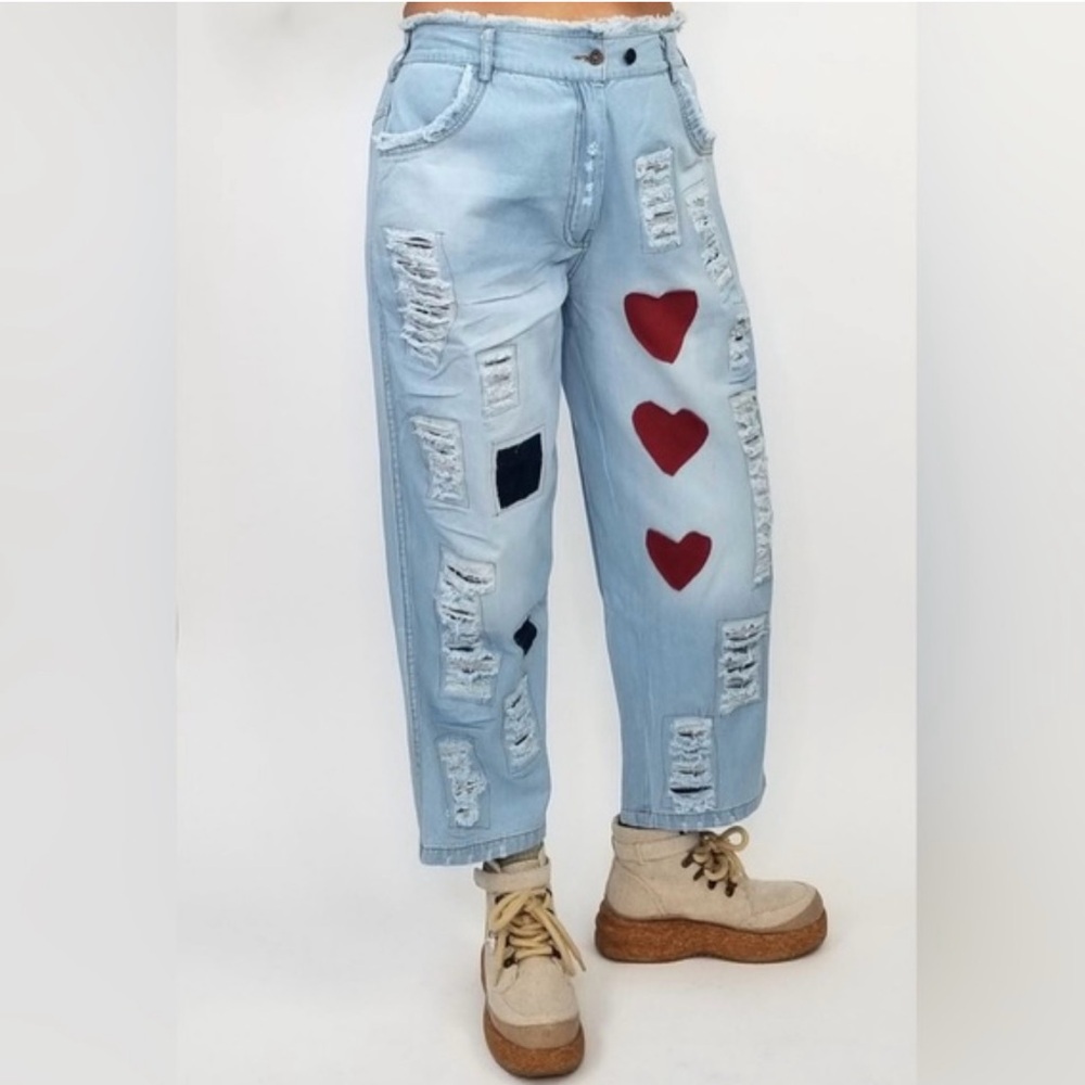 Paperlace Wide Leg Heart Jeans - Picture 2 of 14